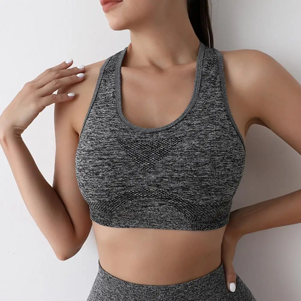 

Спортивный бюстгальтер из эластичной ткани, удобный женский спортивный бюстгальтер из дышащей ткани, противоударный дизайн для йоги, бега и активного отдыха