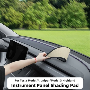 For Tesla Model Y Juniper Suede Leather Dashmat Model 3 Highland Car Dashboard Cover Pad Dash Mat SunShade Carpet Accessories 1