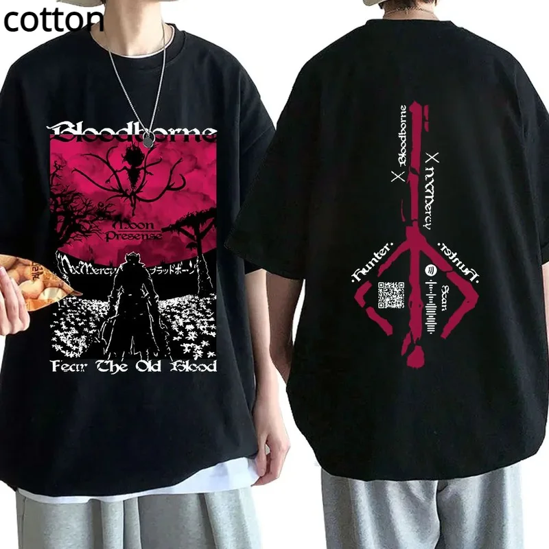 

Game Bloodborne T Shirt Horror Hunter Gothic Oversized T-shirts Men Casual Pure Cotton Short Sleeves Tee Shirt Streetwear Unisex