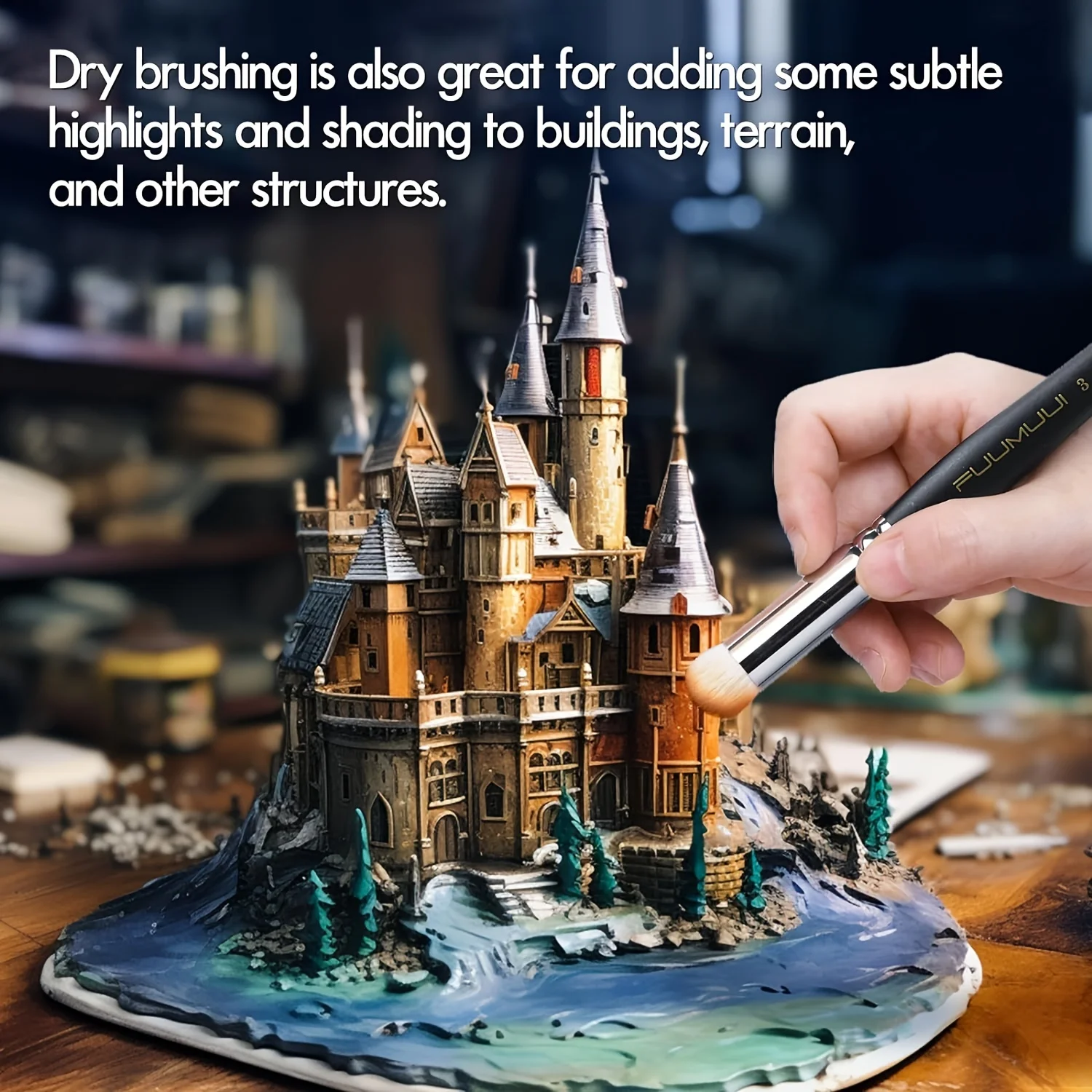 Miniature Paint Brushes with Dry Brush Set for Miniature Painting, 11Pcs Miniature Model Paint Brush Set Drybrush for Miniatures 6