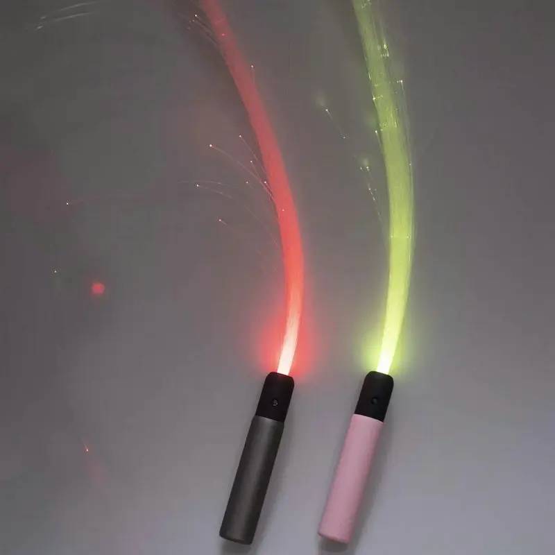 USB Rechargeable LED Fiber Optic whip 360&deg; Swivel Optical Whips Multicolor Disco RGB Dancing Glowing Whip Sparkle Flow string