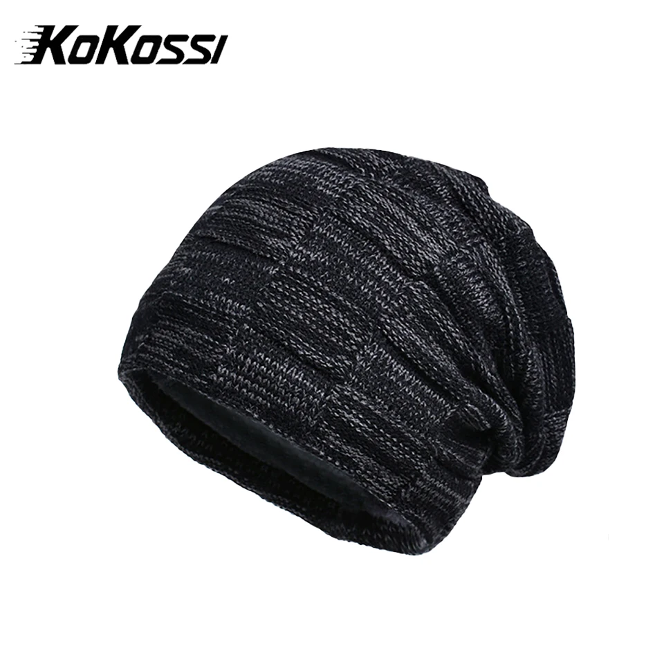 KoKossi Winter Hat Cover Headband Scarf Set With Thick Velvet Soft Windproof Cold Resistant Woolen Hat Warm Men Knitted