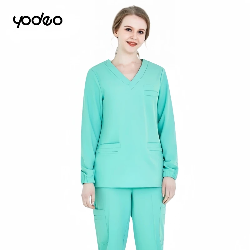 High-end elastic matcha green brushing hand clothing men short/long sleeved set quick drying operating room surgical clothes