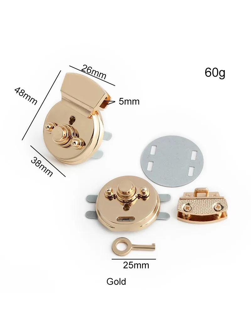 2-10pcs 5 colors 48*38mm round twist turn latch lock clutch purse handbag Bag lock with key