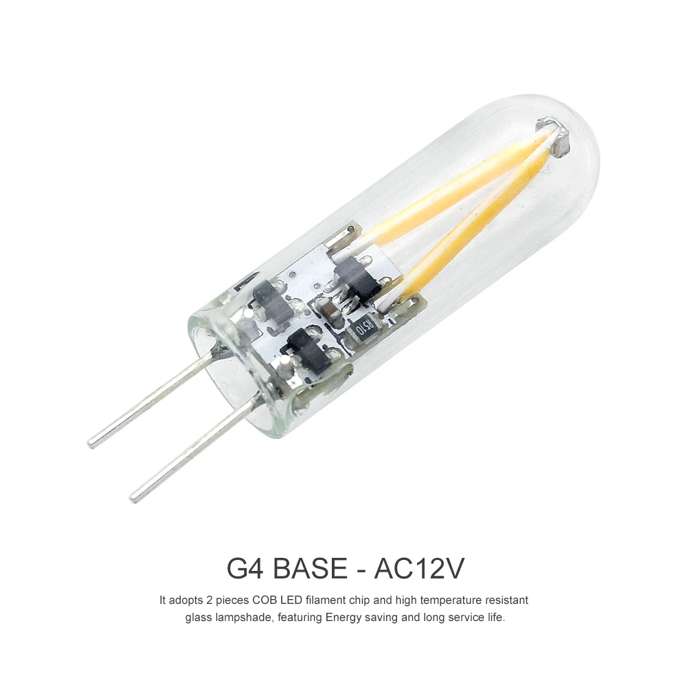 LED 램프 봄블라 필라멘트 유리 전구, 가정 조명 스포트라이트 샹들리에 전구, 할로겐 램프 교체, 1W G4, AC DC 12V, 5 개
