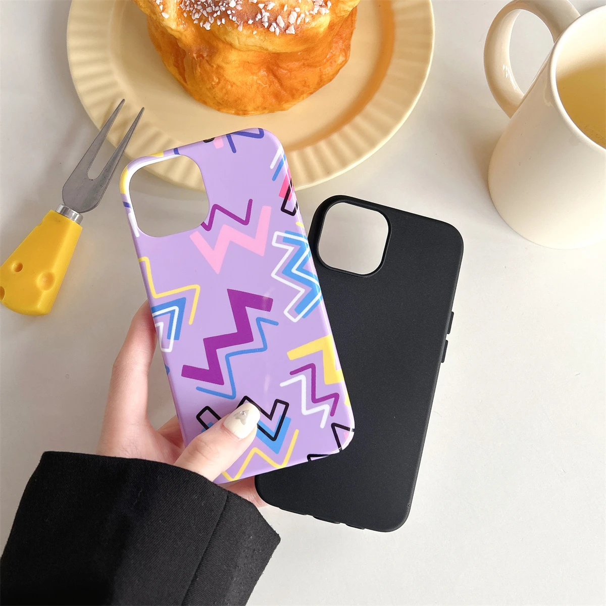 Colorful lines intInclusive Phone Case Two-In-One Film Protective Shell For iPhone 15 14 13 12 11 Pro Max Plus Mini