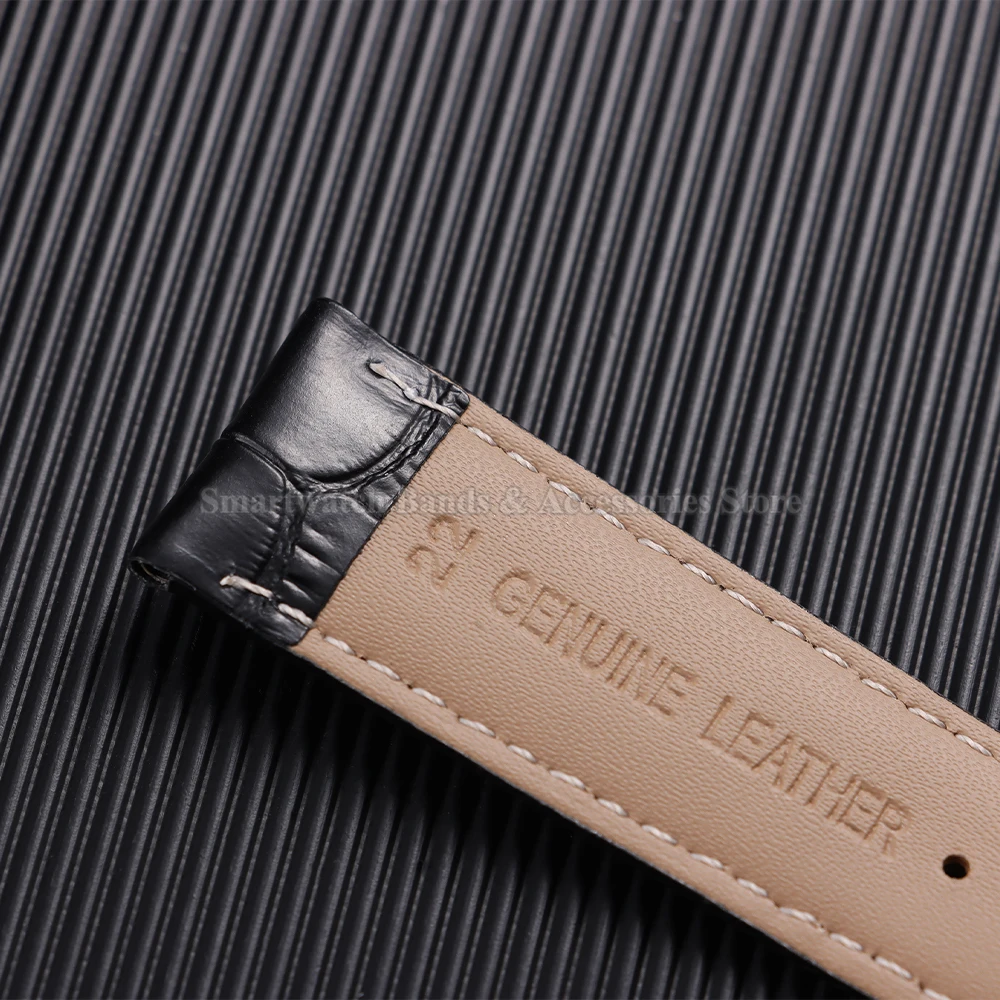Premium Waterproof Cowhide Leather Watch Strap with Metal Butterfly Buckle