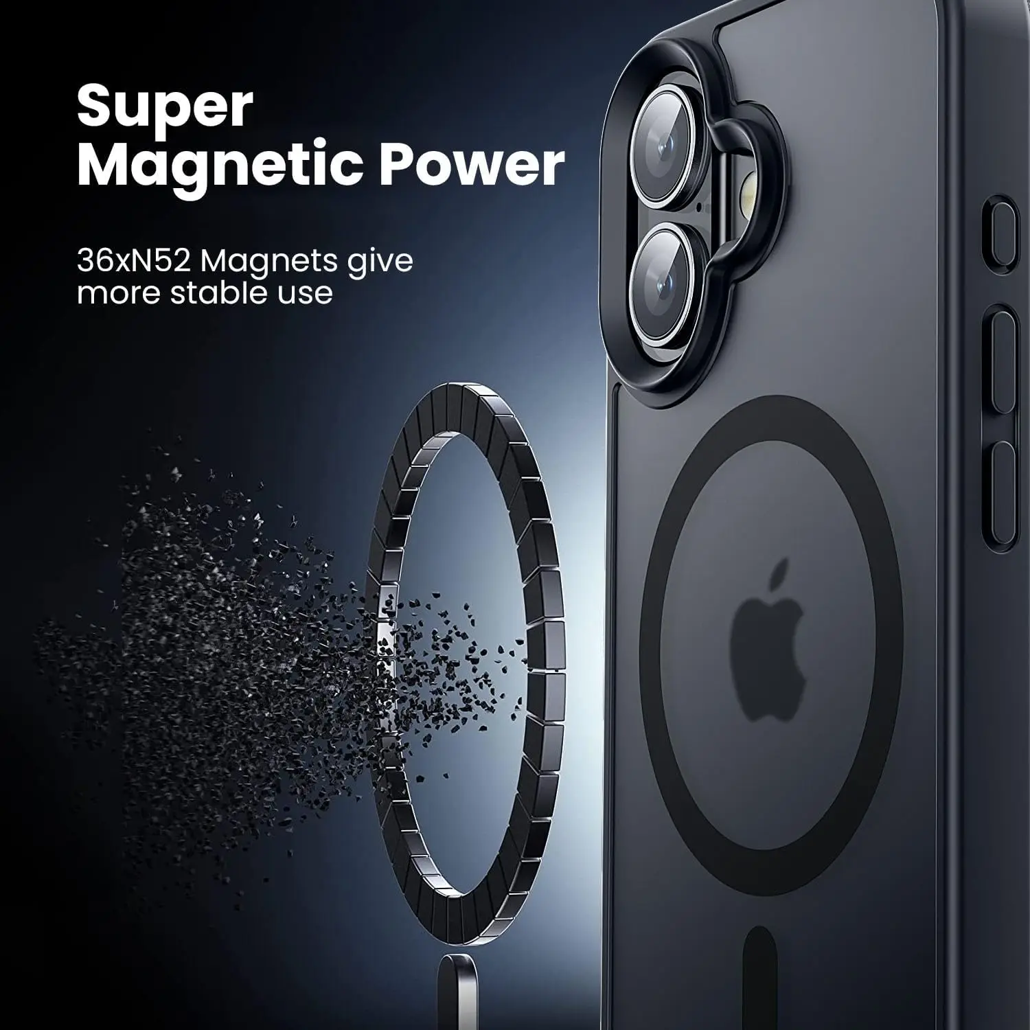 Sleek Black Magnetic Matte Phone Case with MagSafe Compatibility