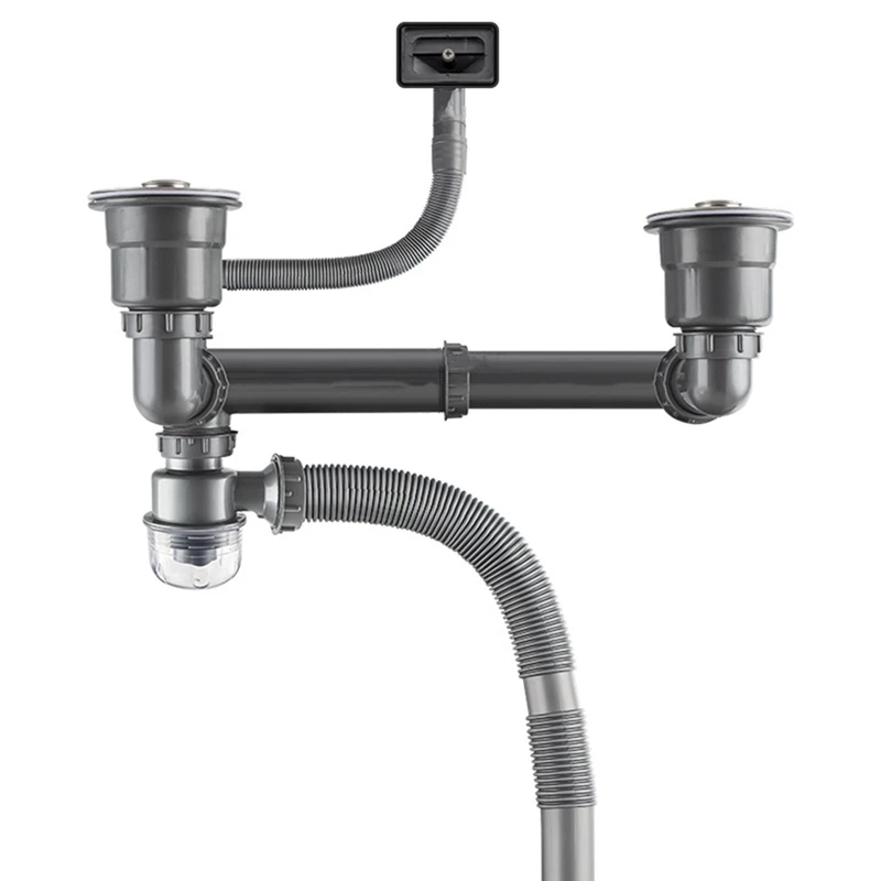 

Kitchen Sink Deodorization Sink Drain Hose Drain Filter Double Tank For Wash Basin Bathroom Sewer Parts Accessories