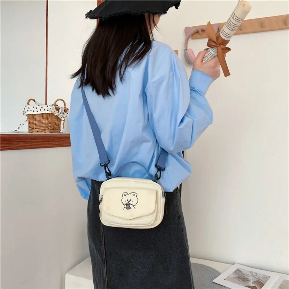 Leinwand Umhängetasche Niedliche Cartoon Bär Handtasche Große Kapazität Einkaufstasche Harajuku Stil Unterarm Tasche für Frauen Mädchen – Detail 17