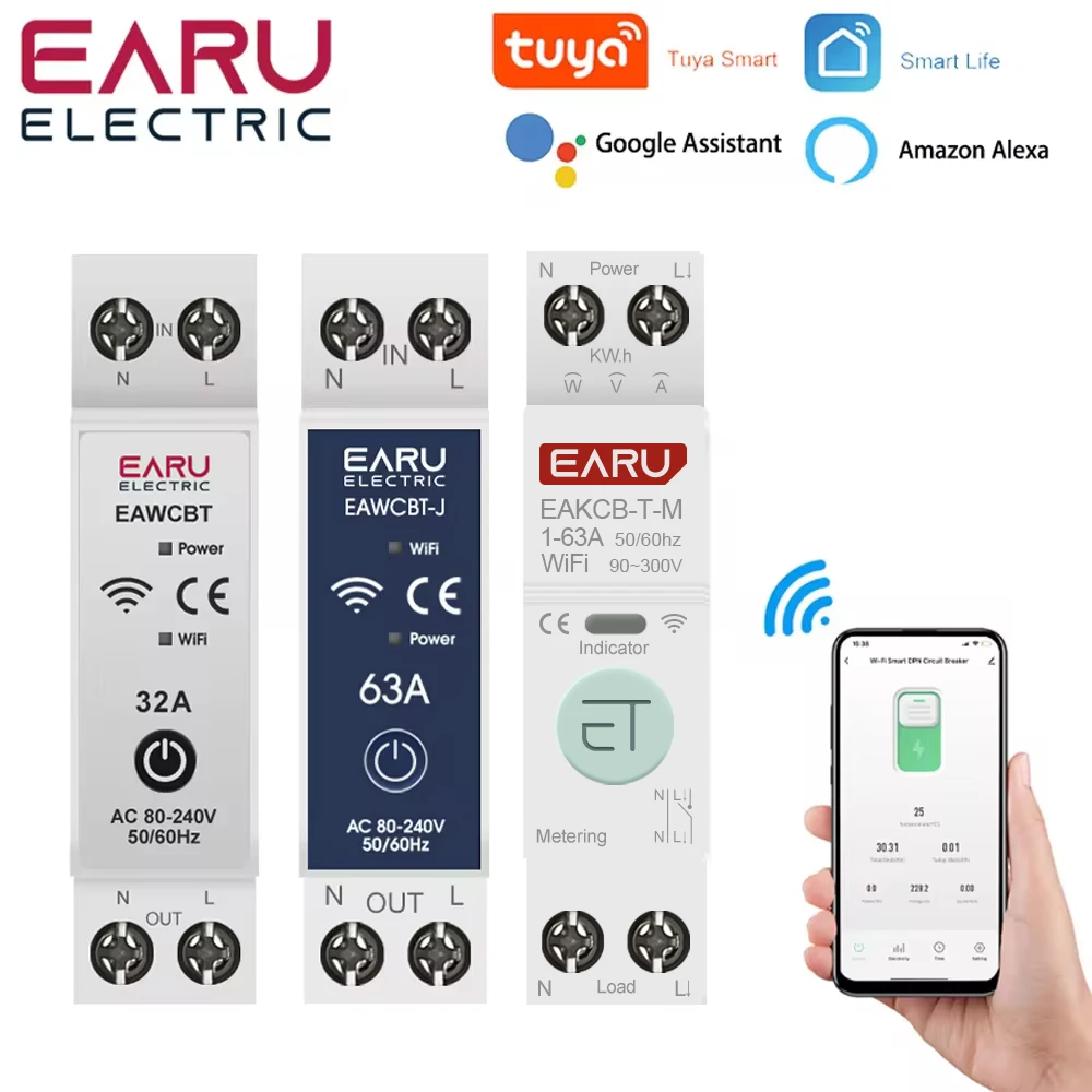 Disyuntor Inteligente WiFi 63A Getdoublerich - Control Remoto, Monitoreo De Energía Y Temporizador Para Tuya