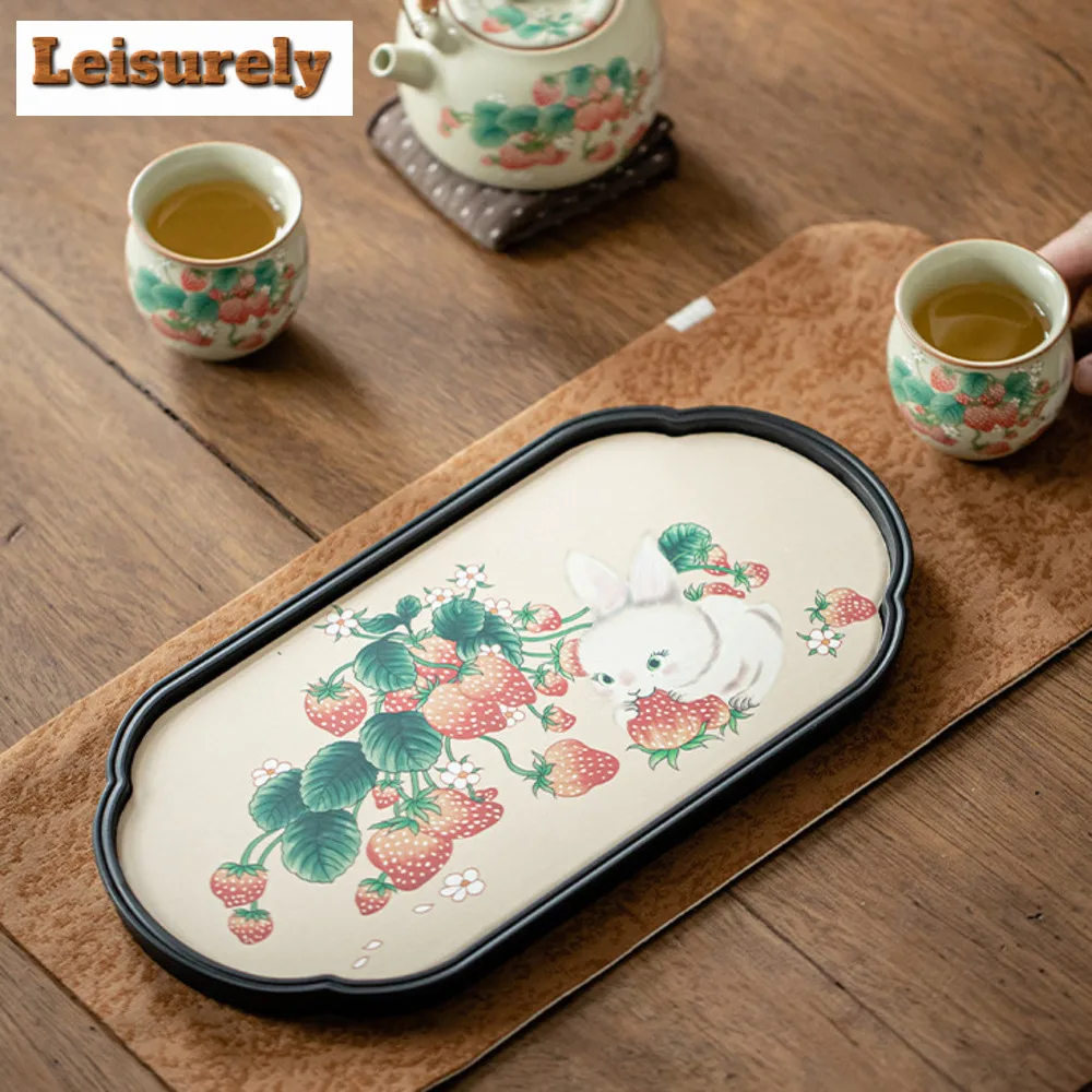 Cute Strawberry Rabbit Water Absorbing Pot Bearing Holder Japanese Dry Brew Table Tea Tray Tea Board Cafes Accessories Ornaments