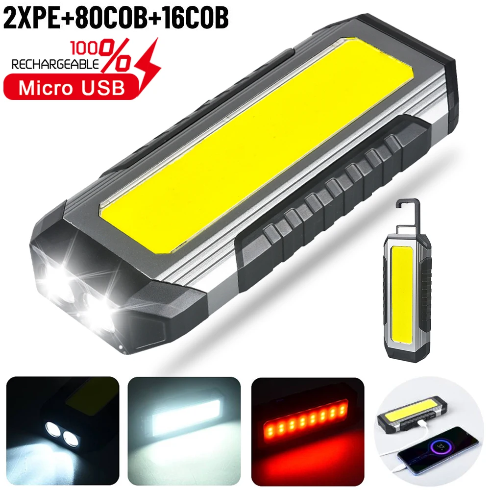 

LED COB Camping Lamp Multifunctional with Magnet Emergency Flashlight TYPE-C Charging Service Work Light for Outdoor Accessories