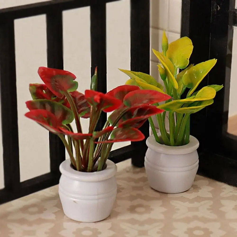 Miniature Dollhouse Decorative Green Luo Plant in Vase - Outdoor Floral Accent