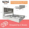 King Size Bed Frame Wooden Platform Beds with 51.2" Storage LED Bookcase Headboard, 4 Storage Drawers, King Size Bed Frame 2
