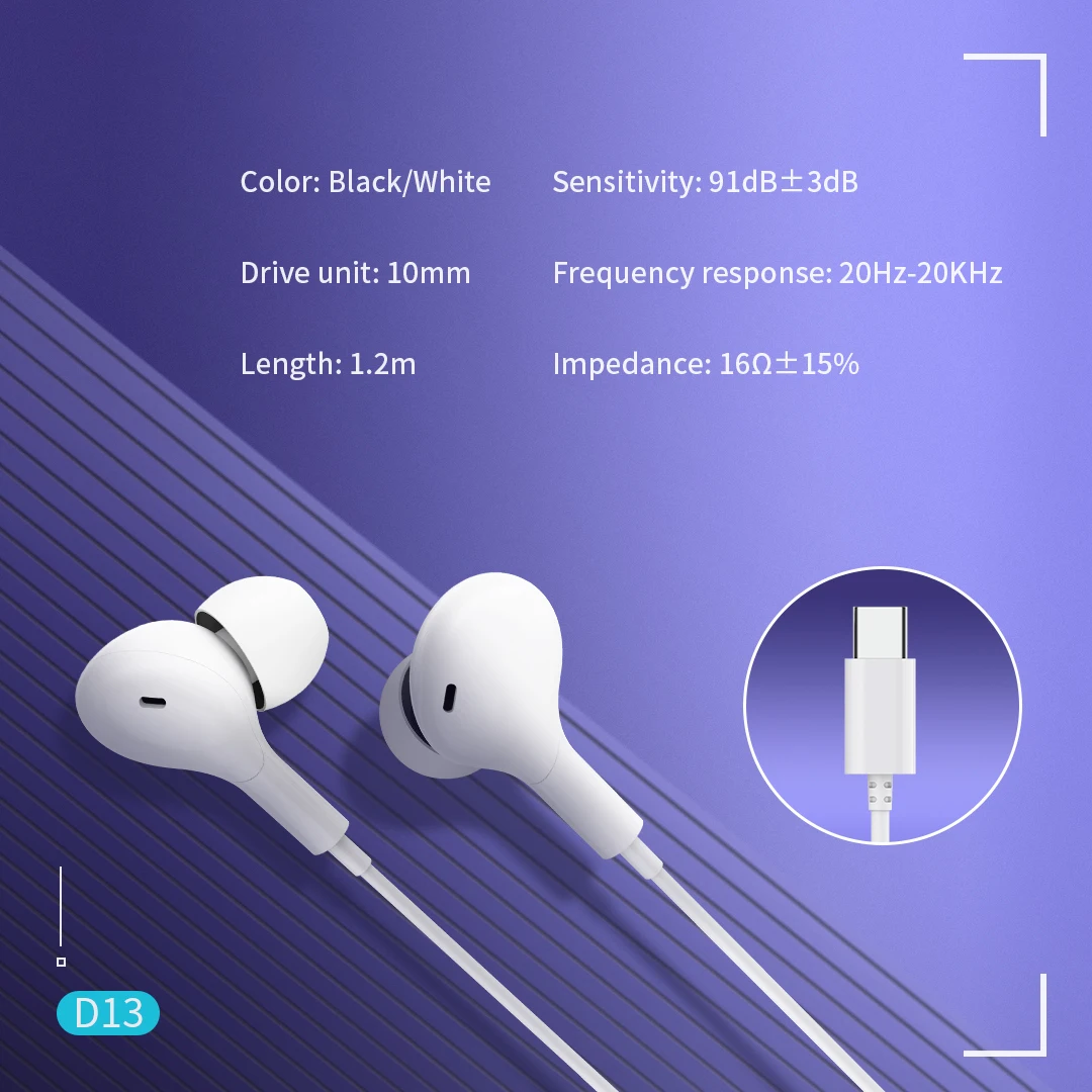 Type C Jack Wired Earphones Wired Headphones With DAC Microphone DAC HiFi Stereo For Samsung Galaxy S23 S21 S22 A54 A34 A53 A53 Ultra