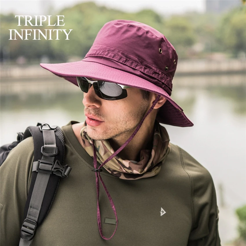 Fashion Summer Boonie Bucket Hats For Men Fisherman Hiking Fishing Sun