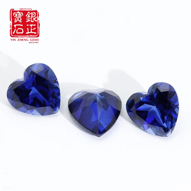 YinZheng Flame Melted Royal Blue Sapphire Heart Cut Can Be Provide GRC Or AGL Certifacate For Jewelry Making Cultivate Sapphire