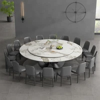 Modern Light Luxury Rock Slab Dining Table – 1.8M Rectangular with Turntable, 2M Round Option for Home/Hotel - Image 2