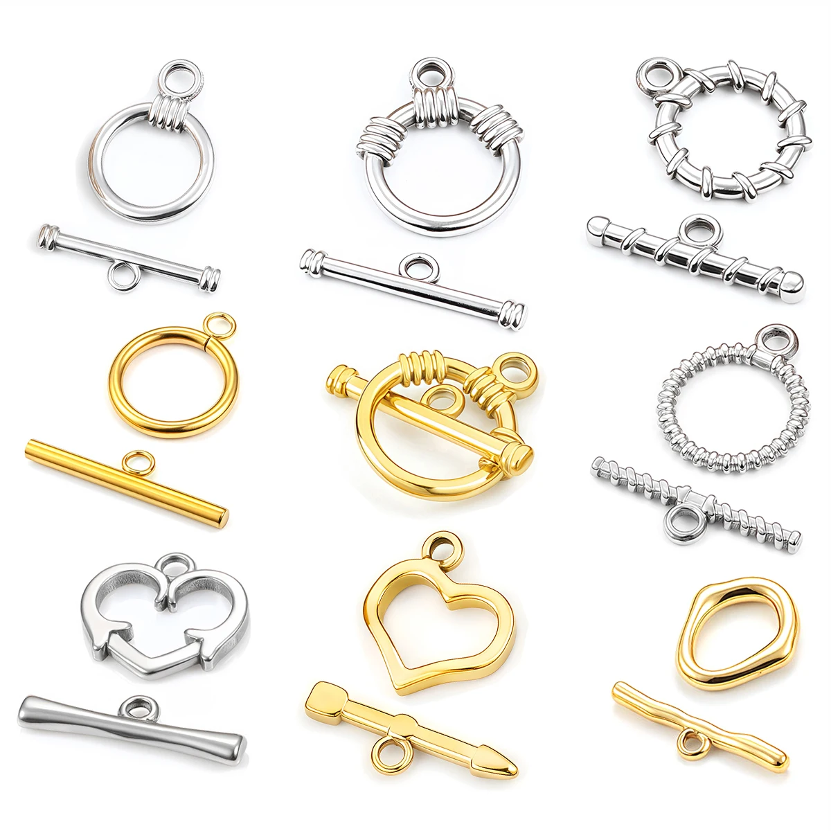 2 Sets Stainless Steel OT Clasp Toggle End Clasps Buckle Connector for Necklaces Bracelets Hook DIY Jewelry Making Accessories