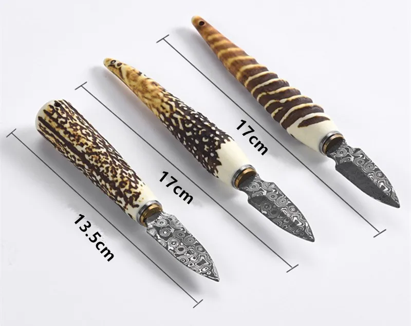 Description Picture 2 of itemNEW 1Pcs Stainless Steel Chinese Puer Tea Needle Cutter Unique Antler handle Damascus Tea Knife