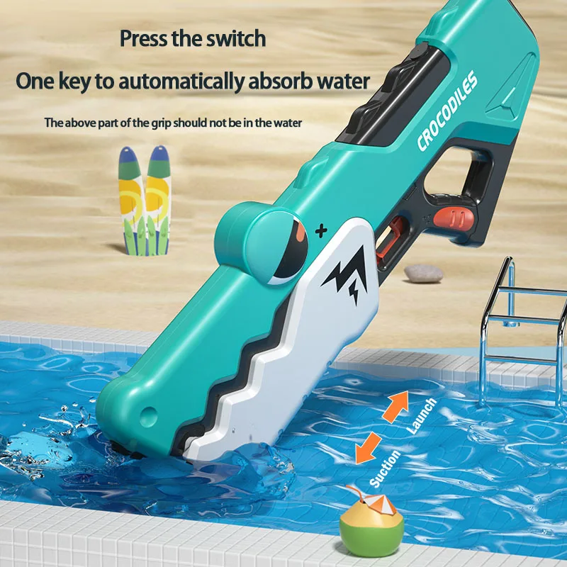 Crocodile Water Gun Automatic Electric Water Guns Toy Children's Large Size  Water Pistol outdoor Summer Pool Toys Boy 2