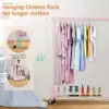 Heavy Duty Clothing Racks for Hanging Clothes Rack, 43" Wide Rolling Garment Rack Metal Clothing Hanger Rack with Wheels Wardrob 3
