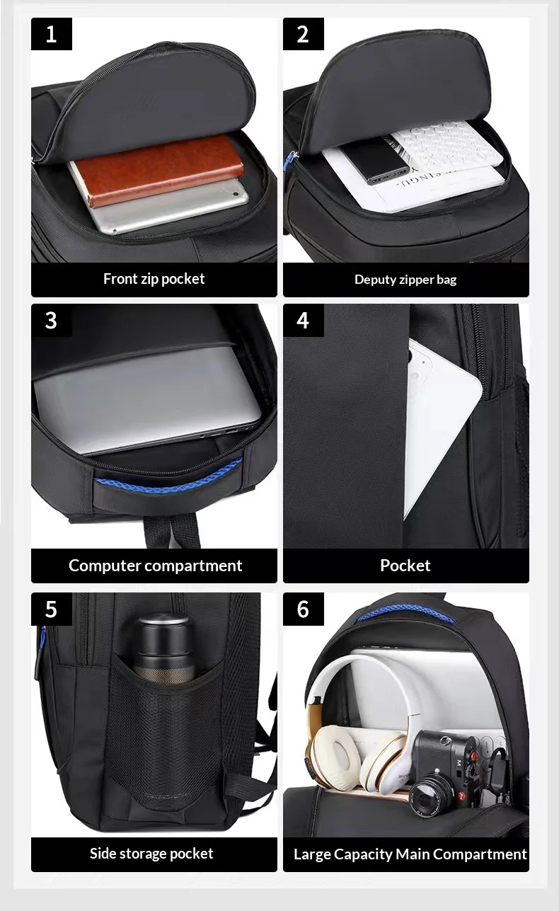 Homefish Herren-Rucksack, Oxford, wasserdichter Rucksack, Business-Computertasche, Freizeit-Reiserucksack, Rucksack für Gymnasiasten – Detail 7