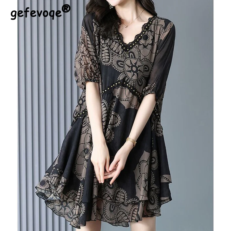 👗 49% DE RÉDUCTION ! 💃 Robe Longue à Col en V Imprimée – Coupe Élégante, Tissu Confortable & Style Polyvalent ✨
