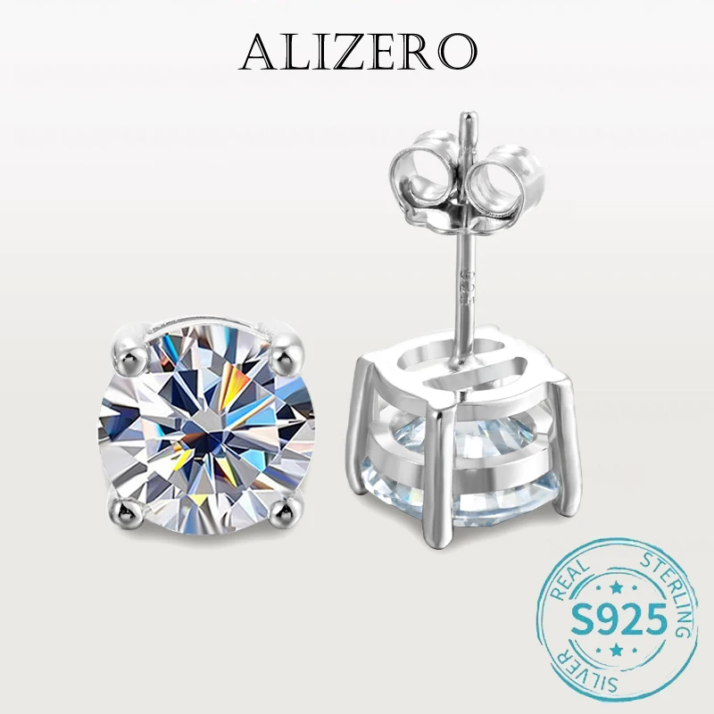 

ALIZERO 2.0ct 8mm D Color Moissanite Earrings For Women Lab Grown Diamond Ear Studs 100% 925 Sterling Silver Fine Jewelry