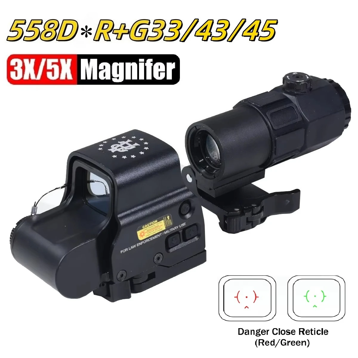 558 D*R Reflex Sight Tactical Hunting Collimator Red Dot Sight G33/G43/G45 3X 5X Magnifier Optics Scopes with QD Lever EO**CH red dot sight,holographic collimator