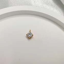 Gold Plated S925 Sterling Silver Zirconia Pendant for Necklace Chains - DIY Fine Jewelry Charms (Gold Small)
