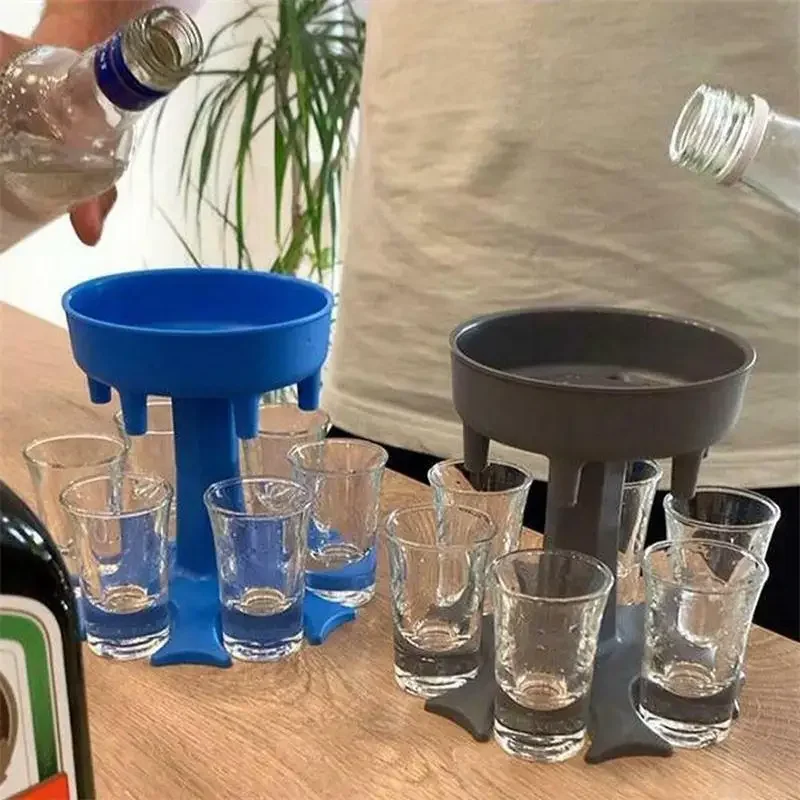 Liquor Dispenser Shot Glass Holder Drinking Games Tools For Christmas Home Party Bar 6 Shot Glasses cocktail bar tools drinking vessels