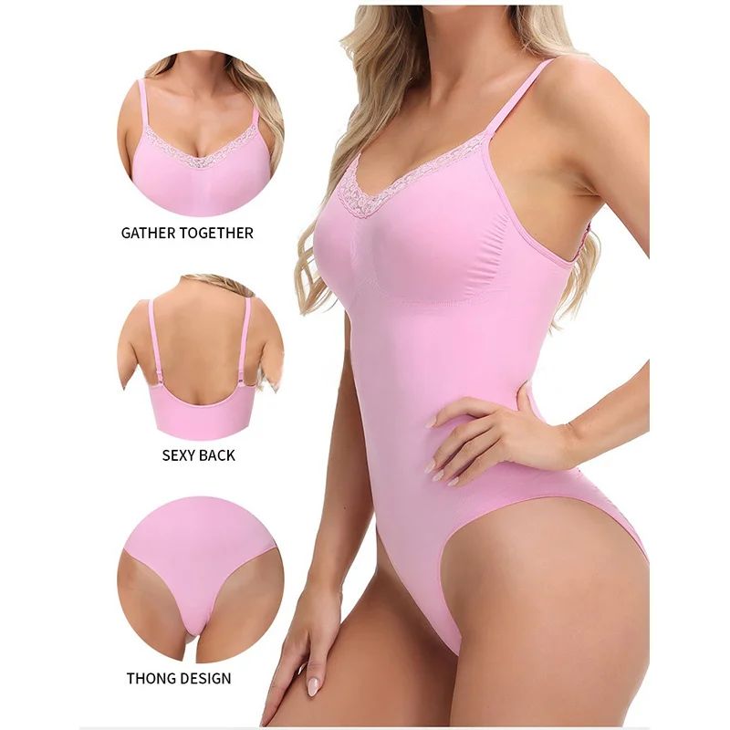 Faja moldeadora de tirantes para mujer, corsé de una pieza rosa con espalda hermosa, que estiliza el abdomen y levanta la cadera, ropa ajustada y resistente.