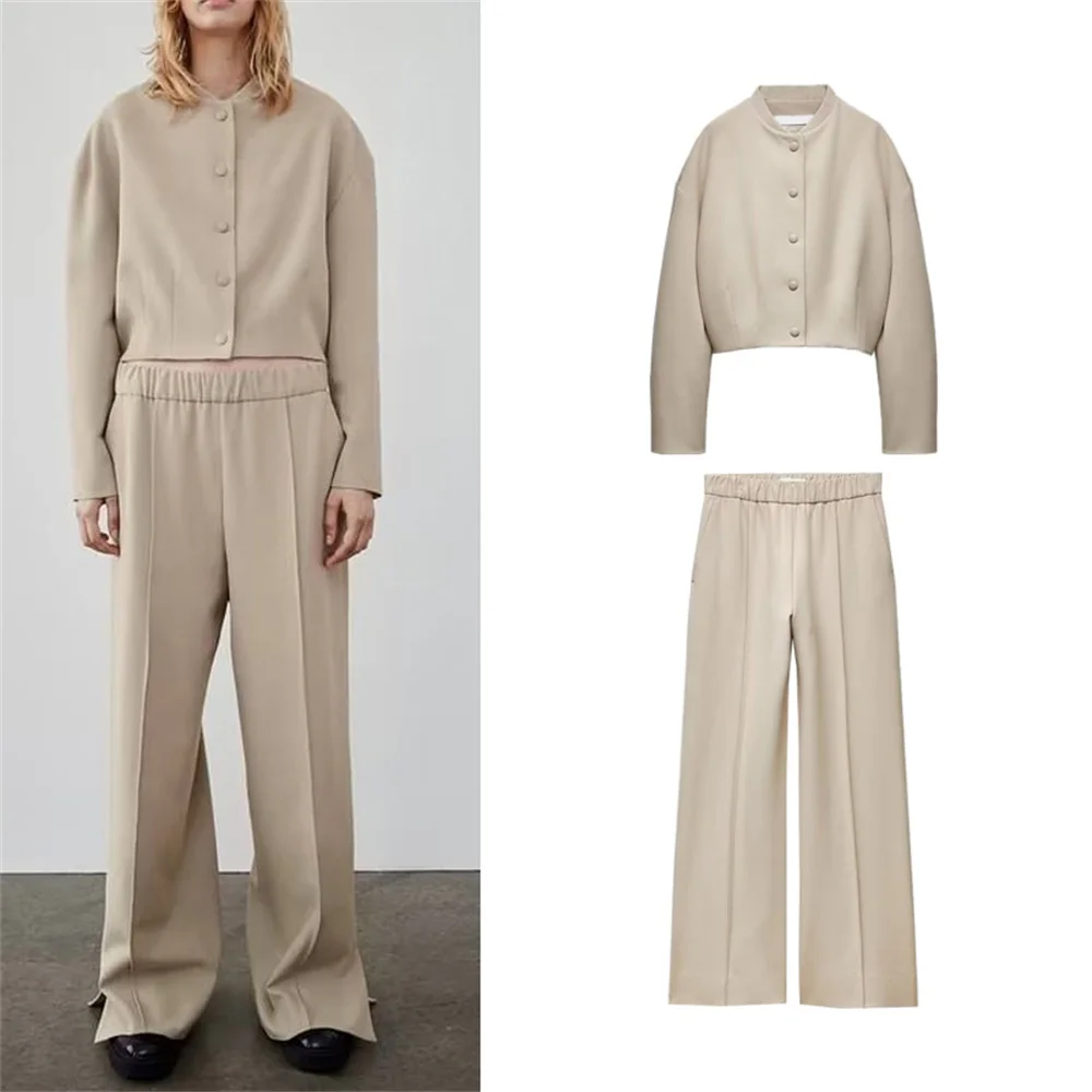 

Autumn new temperament women's versatile and elegant bomber jacket 8086707 pajama style trousers 7957707