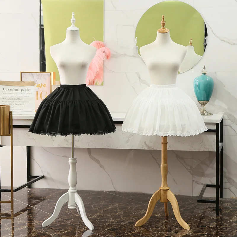 

Girls Lolita Underwear Cosplay Underskirt Half Slips Chiffon Elastic Waist Petticoats with Lace Trim