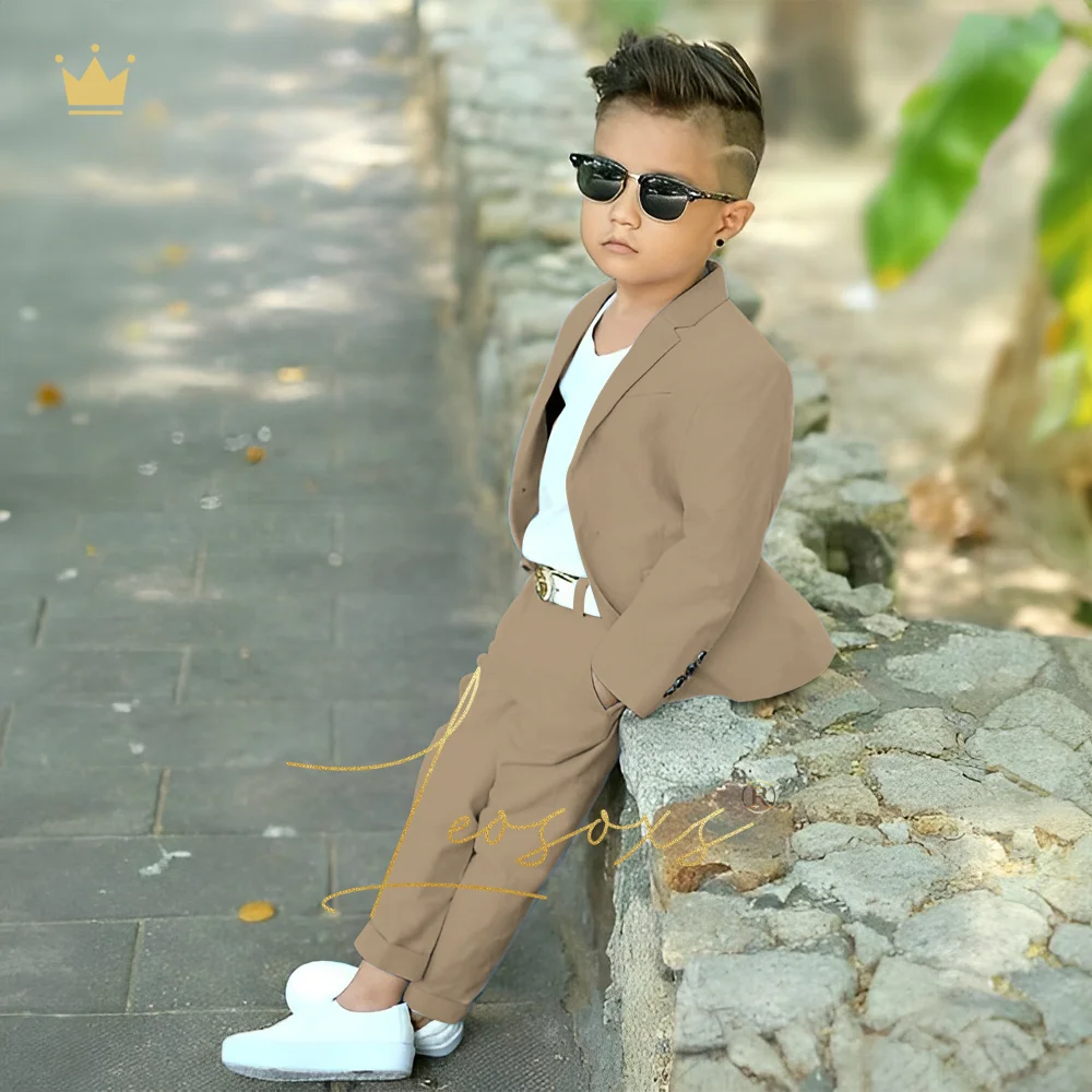 Boys casual everyday suit 2 piece set, stylish classic elegant comfortable formal suit (jacket + trousers)