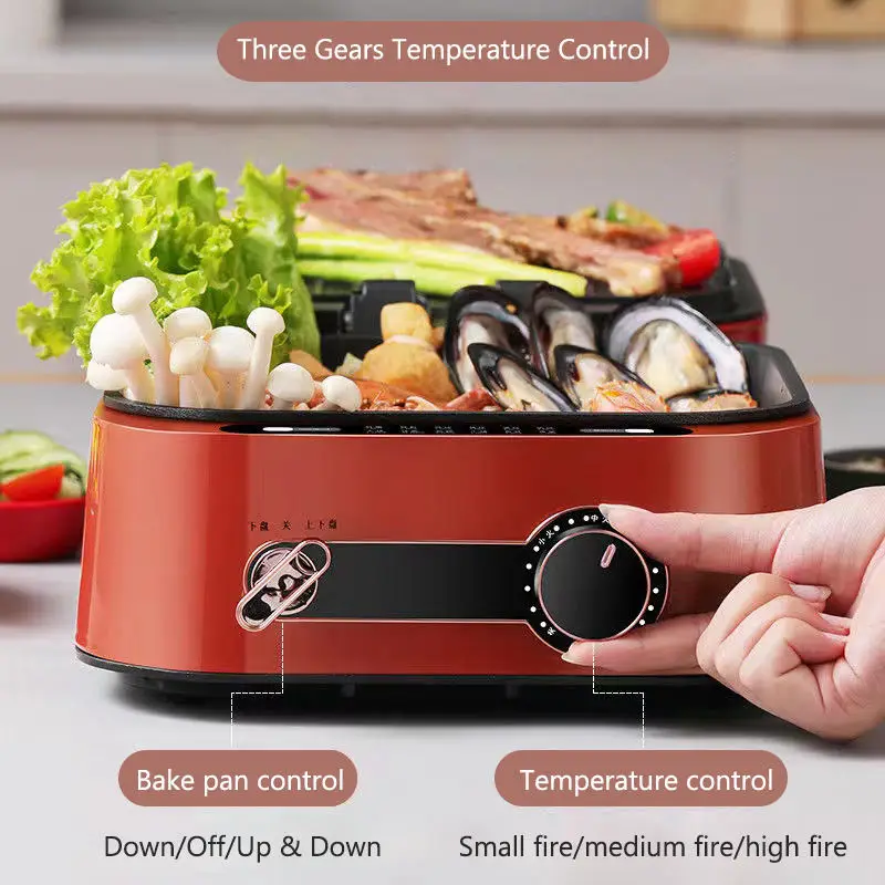 JIQI Household Baking Pan Electric Skillet Double-Sided Heating Pizza Pie Cooking Machine Crepe Pancake Maker BBQ Griddle 220V 5