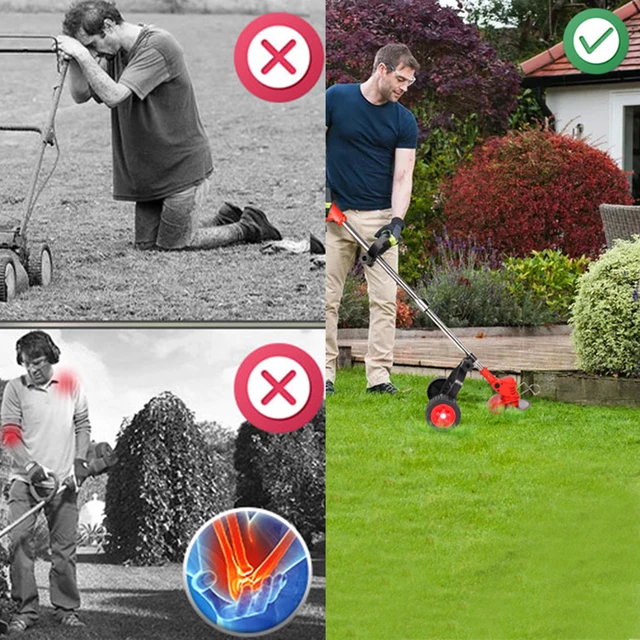 Univerzális Fűvágó Tartó Kerekek Elektromos Kefe Vágó Fűnyíró Kerekes Húr Trimmer Rögzíthető Szög - Image 3