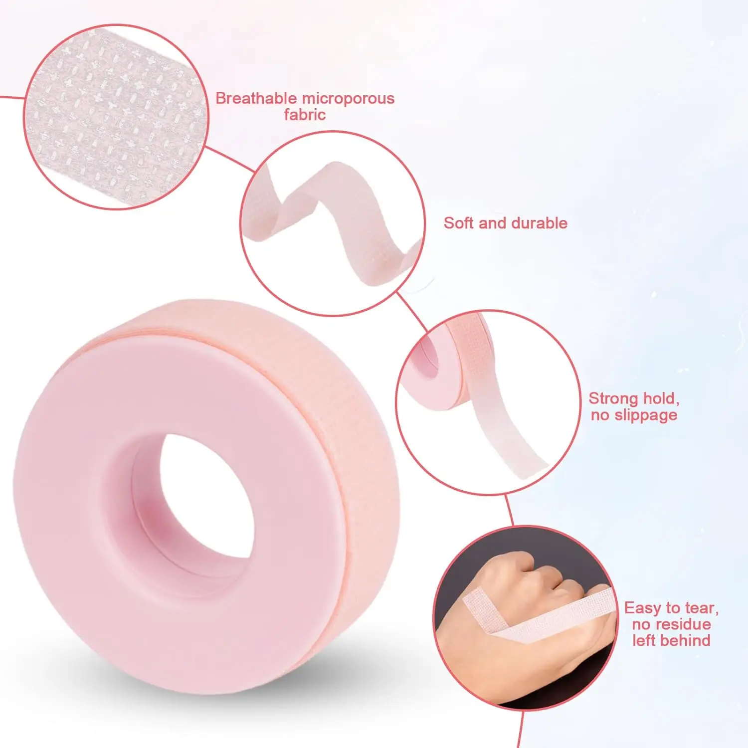 Hypoallergenic Lash Tape for Eyelash Extensions & Lash Lift - Breathable Micropore Fabric Makeup Supplies