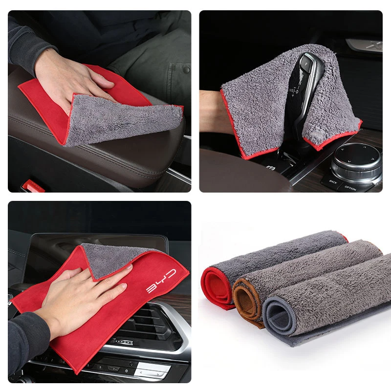 Microfiber Towel Car Cleaning Care Accessories For BYD Atto 3 Yuan Plus Han Tang EV F3 E6 Dmi Song F0 Qin Pro G3 I3 Ea1 Max G6