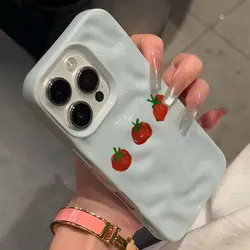 Charming Red Tomato Pattern Wave Texture Shockproof Soft Phone Case - iPhone 15 Plus (1)