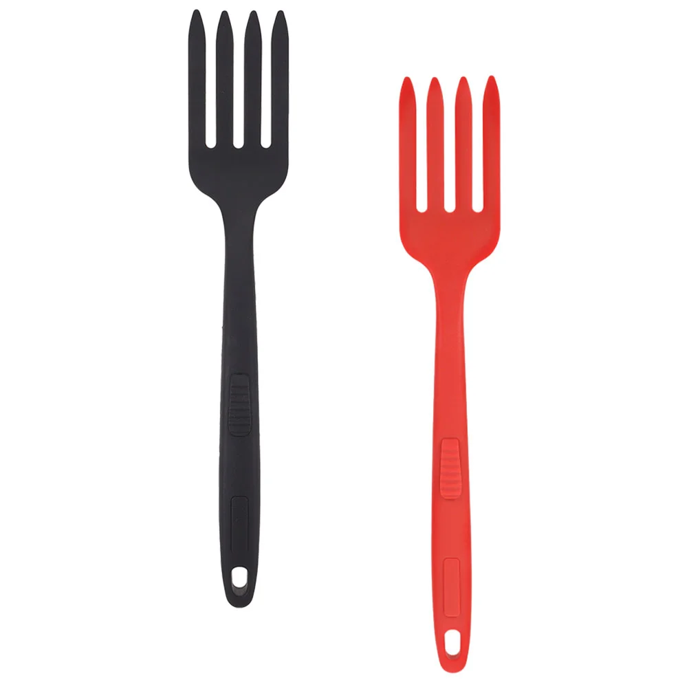 

2 Pcs Silicone Cooking Fork Portable Salad Kitchen Accessory Food Forks Reusable Non Stick Multi-function