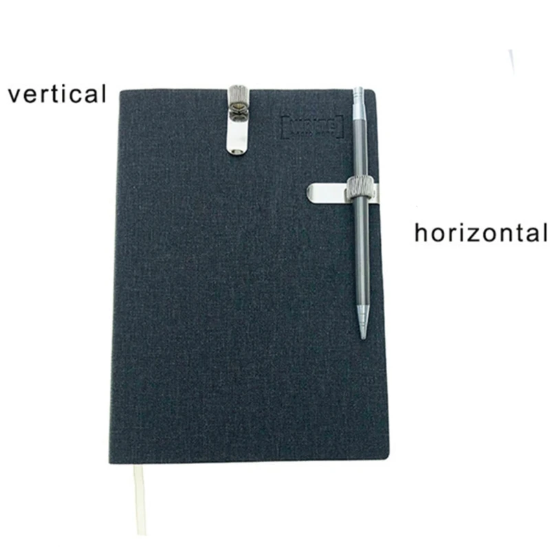 Compact and Flexible Portable Metal Pen Holder for Notebooks and Clipboards