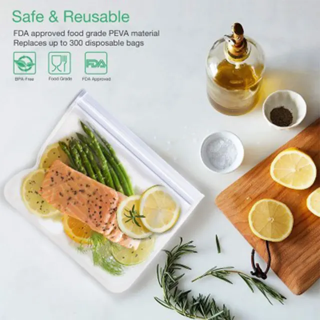 Ensemble de sacs de congélation réutilisables en Silicone, sans BPA, sac de stockage des aliments étanche, sac à déjeuner de collation Extra épais pour aliments, sac de stockage de plantes 4