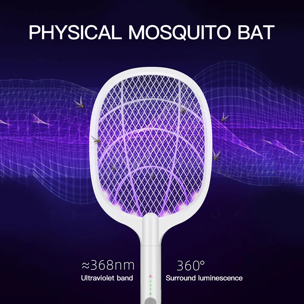 

2-in-1 USB Electric Insect Racket Swatter Zapper USB Rechargeable Summer Mosquito Swatter Kill Fly Bug Zapper Killer Trap