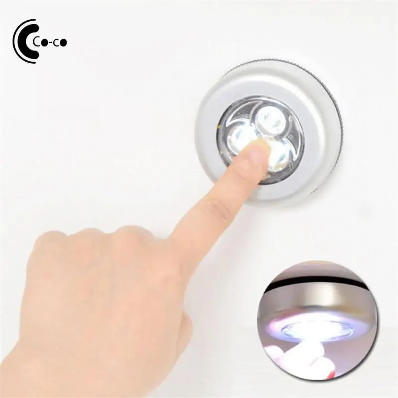 

Led Light Use Portable For Home Kitchen Bedroom Clap Lights Stick Wall Light Push Stick On Lamp Small Emergency Light Round Lamp