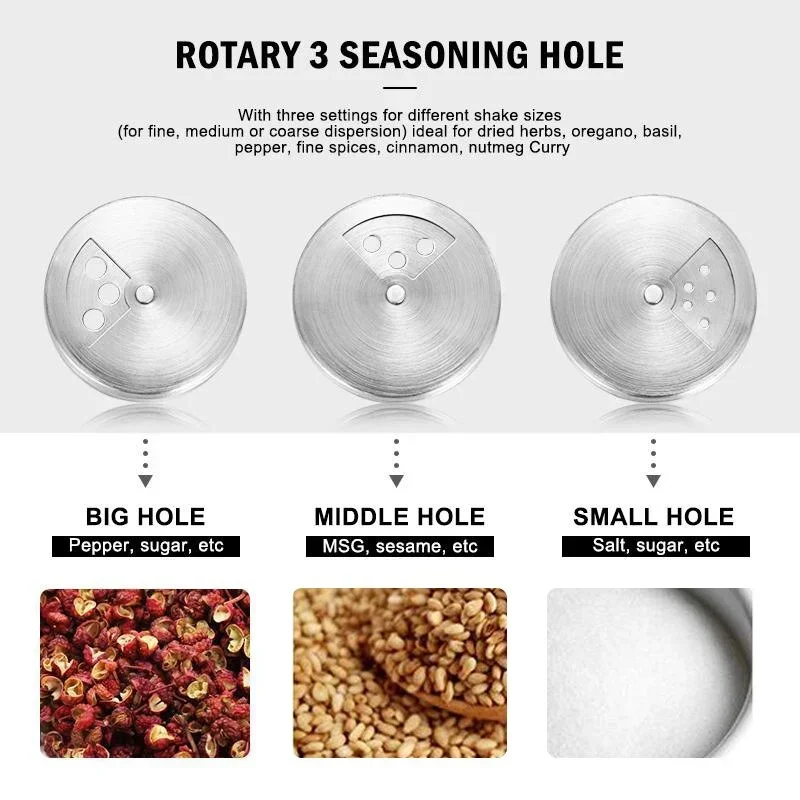 New Stainless Steel Seasoning Bottle Peppercorn Seasoning Bottle Outdoor Barbecue Tools Porous Rotating Lid Seasoning Bottle