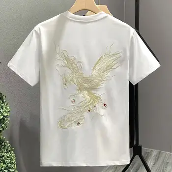 T-shirt a maniche corte ricamate Tendenza nazionale Coppie Mezza manica ampia e traspirante 2025 Summer Men 1