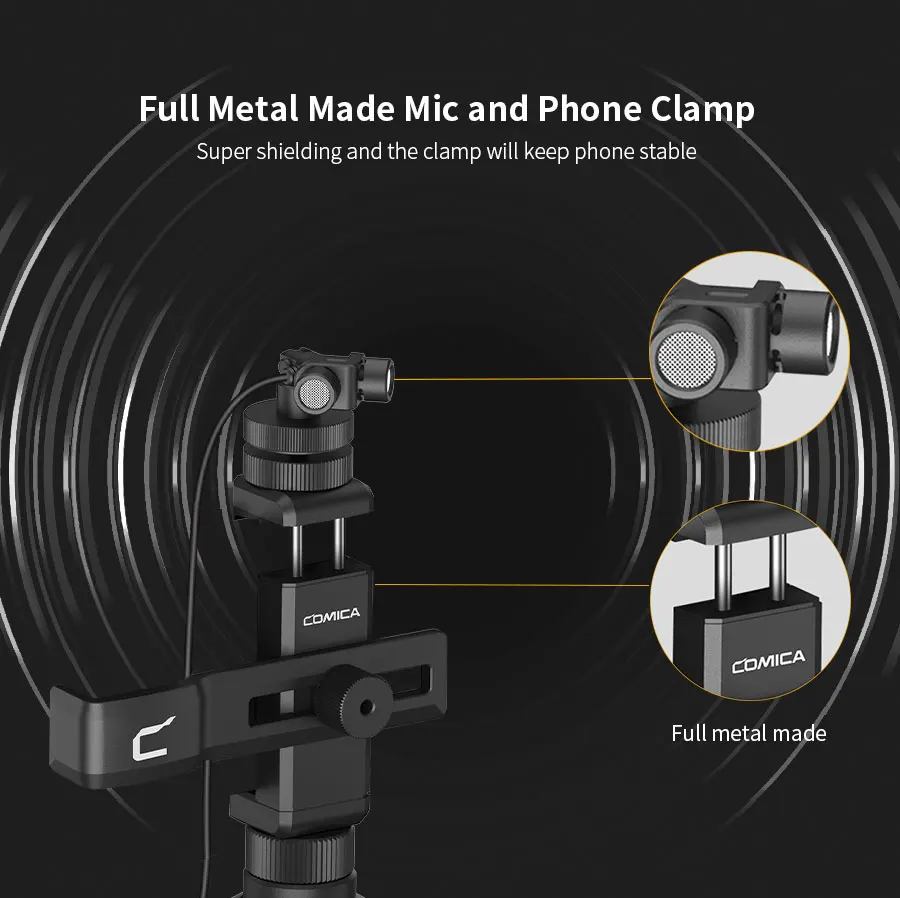 COMICA XY Cardioid CVM-MT-K1 Mini Dual-Mic Smartphone Video Kit For Osmo Pocket 180 Degree Adjustable Metal Housing Microphone